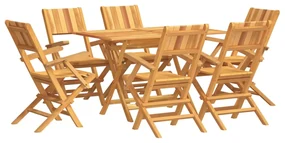 Set da pranzo da giardino 7 pz in legno massello di teak