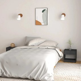 Comodini 2 Pz Grigi 40x31x40 Cm İn Legno Massello Di Pino /