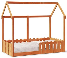 Giroletto Casetta Bambini Marrone Cera 80x160 Cm Massello Pino /