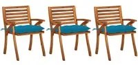 Sedie da Pranzo da Giardino con Cuscini 3 pz Massello di Acacia 3060838