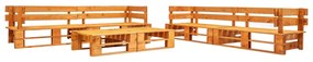 Set divani da giardino su pallet 6 pz marrone miele in legno