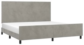 Giroletto con testiera grigio chiaro 200x200 cm in velluto