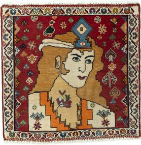 Shiraz Tappeto 60x60 Rosso (Iran) Annodato A Mano