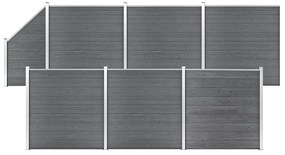 Pannelli Recinzione Wpc 6 Quadrati 1 Inclinato 1138x186cm Grigi /