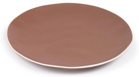 Kave Home - Piatto piano Rin in ceramica marrone