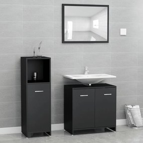 Set Mobili Da Bagno 3 Pz Nero İn Truciolato /