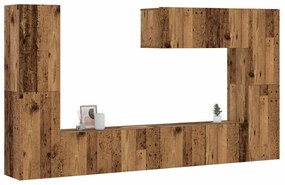 Mobili Tv A Parete 7 Pz Legno Antico İn Legno Multistrato /