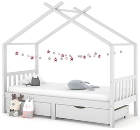 Giroletto Bambini Bianco Con Cassetti Massello Di Pino 90x200cm /