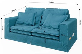 Divano azzurro 196 cm Nora – Ropez
