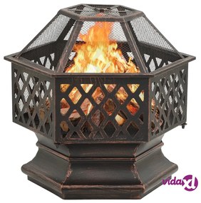 vidaXL Braciere Rustico con Attizzatoio 62x54x56 cm XXL in Acciaio