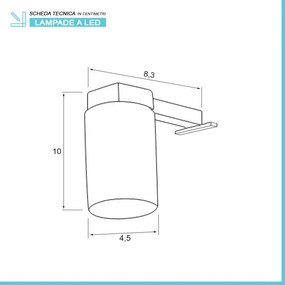Lampada LED per specchio a filo in acciaio e vetro con luce naturale