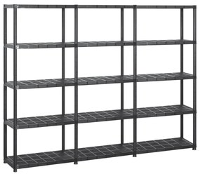 Scaffale A 5 Ripiani Nero 213x38x170 Cm İn Plastica /