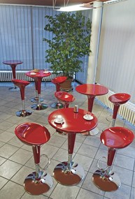 Sgabello da Bar in Abs Rosso Ed Acciaio Tosini Hc 148R...