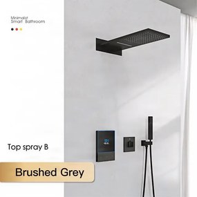 Sistema doccia a incasso ELITE EDITION BCS1721 termostatico, multigetto e a cascata in più finiture — Grigio gunmetal — A parete