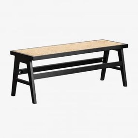 Panca Lali in legno di frassino e rattan Nero liscio - Sklum