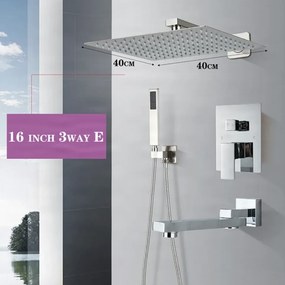 Pannello doccia da incasso EYN PT04042 in ottone con LED, getti multipli e più finiture — Senza uscita inferiore — 30 cm