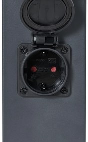 Lampada da esterno grigio scuro con vetro fumé 80cm IP44 con presa e sensore di movimento - Malios