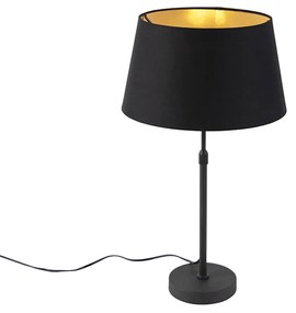 Lampada da tavolo nera paralume nero oro 35Cm - PARTE