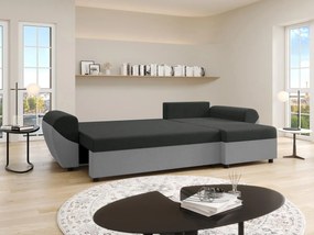 Divano letto angolare e reversibile in Tessuto Nero e Grigio LIERNO