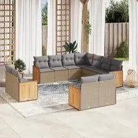 Set Divani da Giardino 11 pz con Cuscini Beige in Polyrattancod mxl 89337