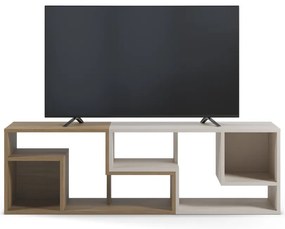 Mobile TV angolare bianco/di colore naturale con effetto rovere 145x45x35 cm Glina – Marckeric