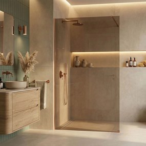 Parete doccia Rea Flexi Brown / Brush Copper 90
