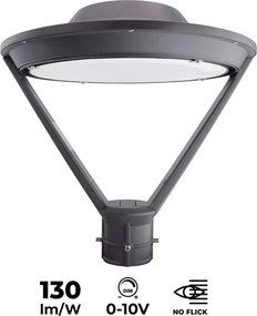 Lampione 50W 130lm/w No Flickering IP65 DIMMERABILE 0-10V Colore Bianco Caldo 3.000K