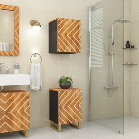 Mobiletto da bagno marrone e nero 38x33,5x58 cm legno di mango