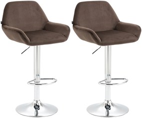 Set 2 Sgabelli Bar Braga İn Velluto / Creme / Metall İn Chromoptik
