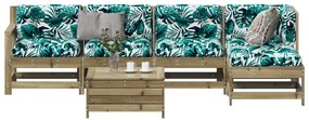 Set divani da giardino 6pz con cuscini legno impregnato di pino