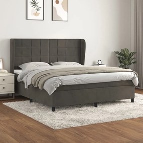 Giroletto A Molle Con Materasso Grigio Scuro 160x200 Cm Velluto /
