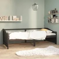 Divano Letto a 3 Posti Grigio Legno Massello di Pino 90x200cm 322168