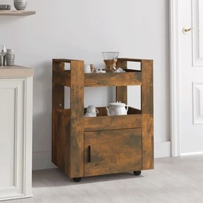 Carrello da cucina rovere fumo 60x45x80 cm legno multistrato