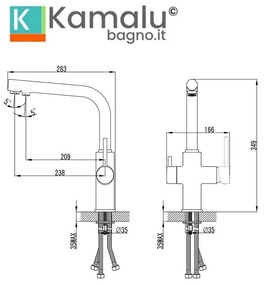 Kamalu - miscelatore cucina con deviatore e finitura cromata | kam-070