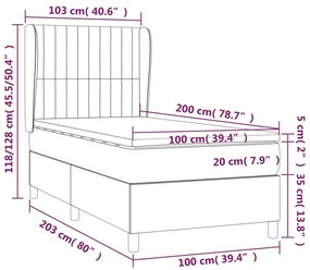 Giroletto a Molle con Materasso Blu 100x200 cm in Tessuto