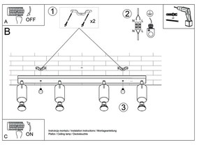Apparecchio da soffitto bianco 4L Etna - Sollux