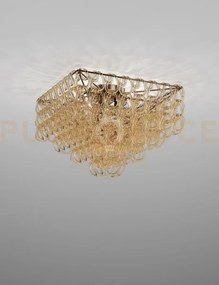 Giogali lampadadario a soffitto 65q cristallo quadrato ambra e bron...