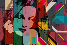 Carta da parati – Ritratto di donna su sfondo colorato