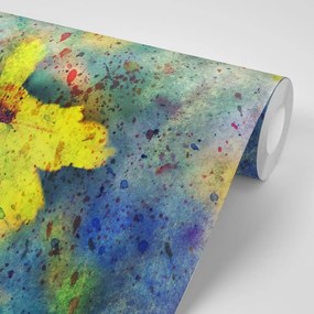 Carta da parati autoadesiva – Fiore giallo con tocco vintage