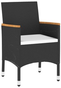 Set da pranzo per giardino 3 pz in polyrattan nero