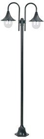 Lampione Da Giardino E27 220 Cm Alluminio 2 Lampade Verde Scuro /