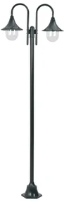 Lampione Da Giardino E27 220 Cm Alluminio 2 Lampade Verde Scuro /