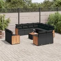 Set Divani da Giardino 12 pz con Cuscini Nero in Polyrattan 3260585