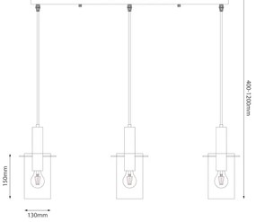 Lampadario a sospensione con filo ARCADIA 3xE27/60W/230V oro/fumé