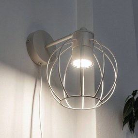 HELAM Applique STARLIGHT, bianco crema a 1 luce Ø 18 cm spina in metallo