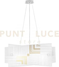 Lampadario a sospensione seventy bianca 4 luci attacco e27 60x20x13...