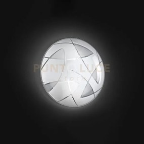 Plafoniera in metallo con vetro decorato fish bianco lucido 2 luci ...