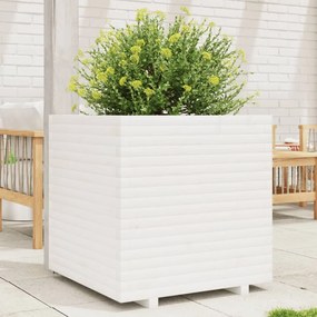 Fioriera Da Giardino Bianca 70x70x72 Cm Legno Massello Di Pino /