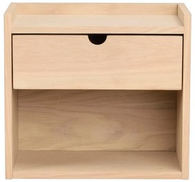 Comodino sospeso con ripiani in legno di quercia in colore naturale Hillmond - Rowico