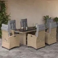 Set Pranzo da Giardino 7 pz con Cuscini Beige Misto Polyrattan 3212695